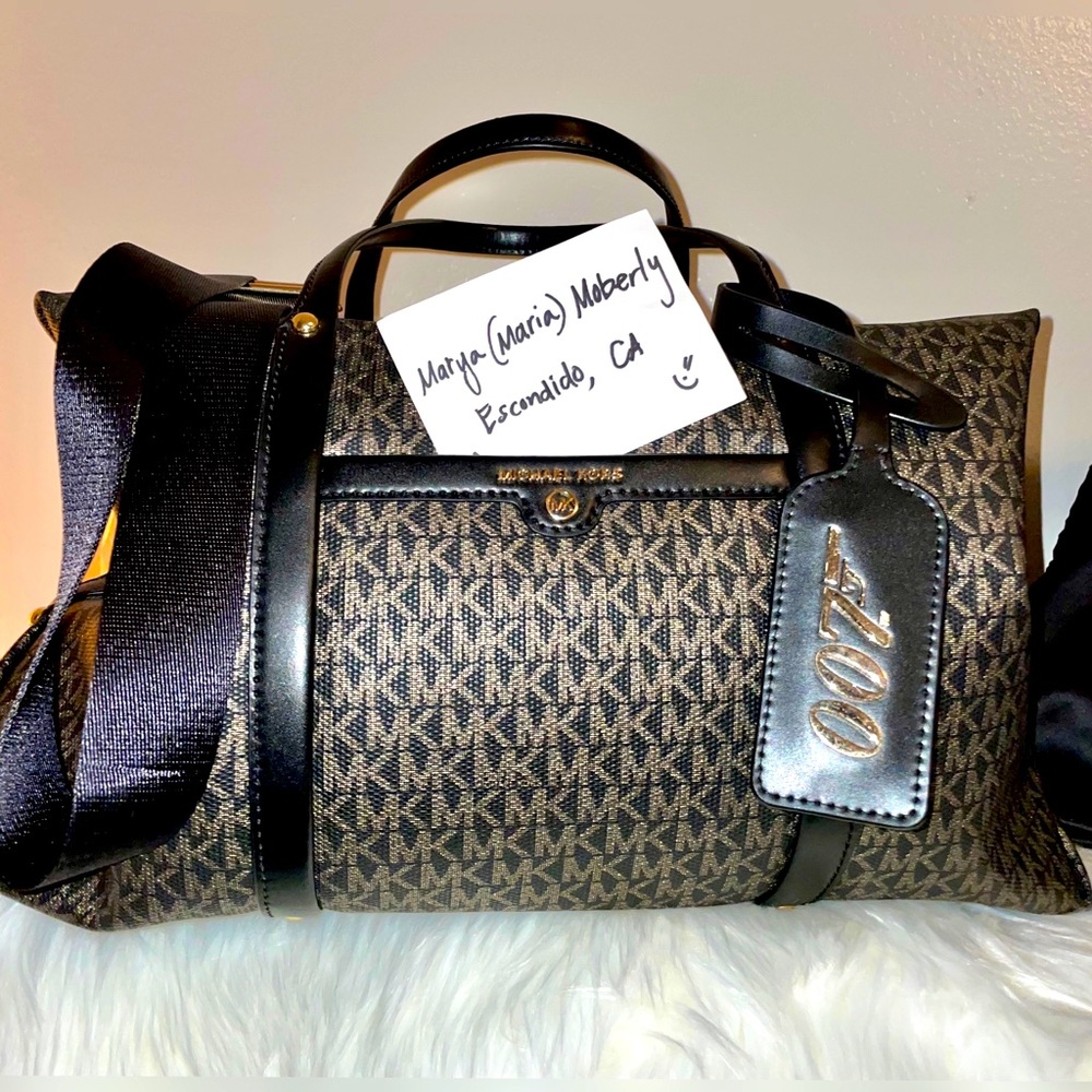 🌺 NWT Michael Kors MMK x 007 Beck XL Metallic Logo Weekender + Free Gifts 🌺